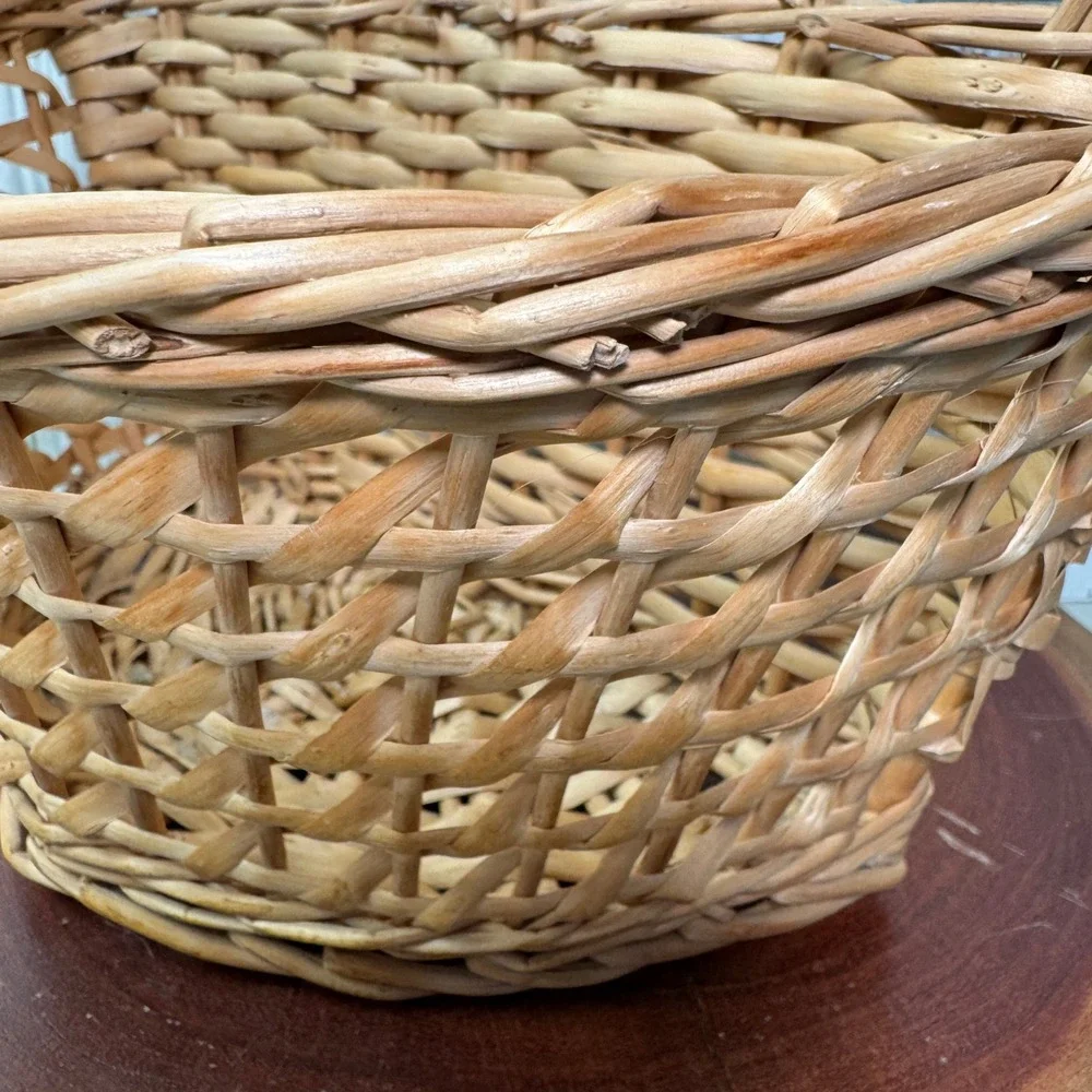Vintage Boho Wicker Wall Hanging Basket Natural Rattan Pocket Planter Storage